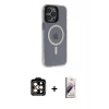 MARSİLYAN™- iPhone 14 Pro Max Kılıf Yankı Işık Prime - Siyah Bilvis 3D Mat Cam Ekran Koruyucu + PVD Metal Kamera Lens - TU