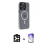 MARSİLYAN™- iPhone 14 Pro Max Kılıf Yankı Işık Prime - Siyah Bilvis 5in1 3D Magic Cam Ekran Koruyucu + PVD Metal Kamera Lens - TU