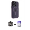 MARSİLYAN™- iPhone 14 Pro Max Kılıf Yankı Işık Prime - Siyah Bilvis 5in1 3D Magic Cam Ekran Koruyucu + PVD Metal Kamera Lens - TU