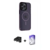 MARSİLYAN™- iPhone 14 Pro Max Kılıf Yankı Işık Prime - Siyah Bilvis 5in1 3D Magic Cam Ekran Koruyucu + Raze Metal Kamera Lens - GS