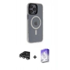 MARSİLYAN™- iPhone 14 Pro Max Kılıf Yankı Işık Prime - Siyah Bilvis 5in1 3D Magic Cam Ekran Koruyucu + Raze Metal Kamera Lens - GS