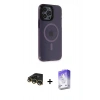 MARSİLYAN™- iPhone 14 Pro Max Kılıf Yankı Işık Prime - Siyah Bilvis 5in1 3D Magic Cam Ekran Koruyucu + Raze Metal Kamera Lens - GD