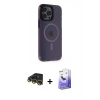 MARSİLYAN™- iPhone 14 Pro Max Kılıf Yankı Işık Prime - Siyah Bilvis 5in1 5D Magic Hayalet Cam Ekran Koruyucu + Raze Metal Kamera Lens - GD