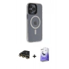 MARSİLYAN™- iPhone 14 Pro Max Kılıf Yankı Işık Prime - Siyah Bilvis 5in1 5D Magic Hayalet Cam Ekran Koruyucu + Raze Metal Kamera Lens - GD