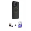 MARSİLYAN™- iPhone 14 Pro Max Kılıf Yankı Işık Prime - Siyah Bilvis 5in1 5D Magic Hayalet Cam Ekran Koruyucu + Bilvis Titan Kamera Lens - GS