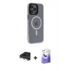 MARSİLYAN™- iPhone 14 Pro Max Kılıf Yankı Işık Prime - Siyah Bilvis 5in1 5D Magic Hayalet Cam Ekran Koruyucu + Raze Metal Kamera Lens - GS
