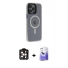 MARSİLYAN™- iPhone 14 Pro Max Kılıf Yankı Işık Prime - Siyah Bilvis 5in1 5D Magic Hayalet Cam Ekran Koruyucu + PVD Metal Kamera Lens - TU
