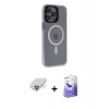 MARSİLYAN™- iPhone 14 Pro Max Kılıf Yankı Işık Prime - Siyah Bilvis 5in1 5D Magic Hayalet Cam Ekran Koruyucu + Band Metal Kamera Lens - GD