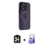 MARSİLYAN™- iPhone 14 Pro Max Kılıf Yankı Işık Prime - Siyah Bilvis 5in1 5D Magic Hayalet Cam Ekran Koruyucu + PVD Metal Kamera Lens - TU