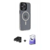MARSİLYAN™- iPhone 14 Pro Max Kılıf Yankı Işık Prime - Siyah Bilvis 5in1 5D Magic Hayalet Cam Ekran Koruyucu + Raze Metal Kamera Lens - GS