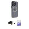 MARSİLYAN™- iPhone 14 Pro Max Kılıf Yankı Işık Prime - Siyah Bilvis 5in1 5D Magic Hayalet Cam Ekran Koruyucu + Raze Metal Kamera Lens - GD