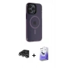 MARSİLYAN™- iPhone 14 Pro Max Kılıf Yankı Işık Prime - Siyah Bilvis 5in1 5D Magic Hayalet Cam Ekran Koruyucu + Raze Metal Kamera Lens - GS