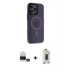 MARSİLYAN™- iPhone 14 Pro Max Kılıf Yankı Işık Prime - Siyah Bilvis Hayalet Cam Ekran Koruyucu + Bilvis Titan Kamera Lens - GS