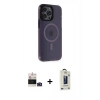 MARSİLYAN™- iPhone 14 Pro Max Kılıf Yankı Işık Prime - Siyah Bilvis Hayalet Cam Ekran Koruyucu + Bilvis Titan Kamera Lens - DNMR