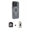 MARSİLYAN™- iPhone 14 Pro Max Kılıf Yankı Işık Prime - Siyah Bilvis Hayalet Cam Ekran Koruyucu + PVD Metal Kamera Lens - TU