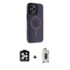 MARSİLYAN™- iPhone 14 Pro Max Kılıf Yankı Işık Prime - Siyah Bilvis Hayalet Cam Ekran Koruyucu + PVD Metal Kamera Lens - TU
