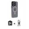 MARSİLYAN™- iPhone 14 Pro Max Kılıf Yankı Işık Prime - Siyah Bilvis Hayalet Cam Ekran Koruyucu + PVD Metal Kamera Lens - TU