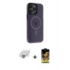MARSİLYAN™- iPhone 14 Pro Max Kılıf Yankı Işık Prime - Siyah Buffer Cam Ekran Koruyucu + Band Metal Kamera Lens - GD