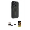MARSİLYAN™- iPhone 14 Pro Max Kılıf Yankı Işık Prime - Siyah Buffer Cam Ekran Koruyucu + Bilvis Titan Kamera Lens - DNMR