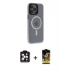 MARSİLYAN™- iPhone 14 Pro Max Kılıf Yankı Işık Prime - Siyah Buffer Cam Ekran Koruyucu + PVD Metal Kamera Lens - TU