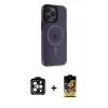 MARSİLYAN™- iPhone 14 Pro Max Kılıf Yankı Işık Prime - Siyah Buffer Cam Ekran Koruyucu + PVD Metal Kamera Lens - TU