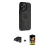 MARSİLYAN™- iPhone 14 Pro Max Kılıf Yankı Işık Prime - Siyah Buffer Cam Ekran Koruyucu + Raze Metal Kamera Lens - GS