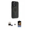 MARSİLYAN™- iPhone 14 Pro Max Kılıf Yankı Işık Prime - Siyah Buffer Hayalet Cam Ekran Koruyucu + Bilvis Titan Kamera Lens - DNMR