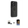 MARSİLYAN™- iPhone 14 Pro Max Kılıf Yankı Işık Prime - Siyah Buffer Hayalet Cam Ekran Koruyucu + Bilvis Titan Kamera Lens - GS