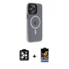 MARSİLYAN™- iPhone 14 Pro Max Kılıf Yankı Işık Prime - Siyah Buffer Hayalet Cam Ekran Koruyucu + PVD Metal Kamera Lens - TU