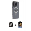 MARSİLYAN™- iPhone 14 Pro Max Kılıf Yankı Işık Prime - Siyah Buffer Hayalet Cam Ekran Koruyucu + PVD Metal Kamera Lens - TU