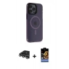 MARSİLYAN™- iPhone 14 Pro Max Kılıf Yankı Işık Prime - Siyah Buffer Hayalet Cam Ekran Koruyucu + Raze Metal Kamera Lens - GS