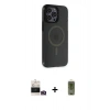 MARSİLYAN™- iPhone 14 Pro Max Kılıf Yankı Işık Prime - Siyah Joko Magic 5D Hayalet Cam + Bilvis Titan Kamera Lens - GD