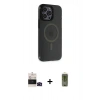 MARSİLYAN™- iPhone 14 Pro Max Kılıf Yankı Işık Prime - Siyah Joko Magic 5D Hayalet Cam + Bilvis Titan Kamera Lens - SH