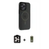 MARSİLYAN™- iPhone 14 Pro Max Kılıf Yankı Işık Prime - Siyah Joko Magic 5D Hayalet Cam + PVD Metal Kamera Lens - TU
