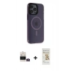 MARSİLYAN™- iPhone 14 Pro Max Kılıf Yankı Işık Prime - Siyah Mat Seramik Nano Ekran Koruyucu + Bilvis Titan Kamera Lens - GD