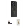 MARSİLYAN™- iPhone 14 Pro Max Kılıf Yankı Işık Prime - Siyah Mat Seramik Nano Ekran Koruyucu + Bilvis Titan Kamera Lens - SH