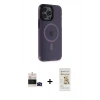 MARSİLYAN™- iPhone 14 Pro Max Kılıf Yankı Işık Prime - Siyah Mat Seramik Nano Ekran Koruyucu + Bilvis Titan Kamera Lens - SH