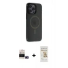 MARSİLYAN™- iPhone 14 Pro Max Kılıf Yankı Işık Prime - Siyah Mat Seramik Nano Ekran Koruyucu + Bilvis Titan Kamera Lens - DNMR
