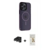 MARSİLYAN™- iPhone 14 Pro Max Kılıf Yankı Işık Prime - Siyah Mat Seramik Nano Ekran Koruyucu + Raze Metal Kamera Lens - GS