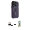 MARSİLYAN™- iPhone 14 Pro Max Kılıf Yankı Işık Prime - Siyah Polymer Nano Ekran Koruyucu + Bilvis Titan Kamera Lens - SH