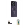 MARSİLYAN™- iPhone 14 Pro Max Kılıf Yankı Işık Prime - Siyah Polymer Nano Ekran Koruyucu + Bilvis Titan Kamera Lens - GS