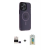 MARSİLYAN™- iPhone 14 Pro Max Kılıf Yankı Işık Prime - Siyah Polymer Nano Ekran Koruyucu + Bilvis Titan Kamera Lens - DNMR