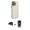 MARSİLYAN™- iPhone 14 Pro Max Kılıf Yankı Serisi - Şeffaf 360 Full Body Arka Koruyucu + Raze Metal Kamera Lens - GD