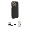 MARSİLYAN™- iPhone 14 Pro Max Kılıf Yankı Serisi - Şeffaf Pasifik Cam Ekran Koruyucu + Bilvis Titan Kamera Lens - DNMR