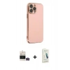 MARSİLYAN™- iPhone 14 Pro Max Kılıf Yankı Serisi - Şeffaf Pasifik Cam Ekran Koruyucu + Bilvis Titan Kamera Lens - GD