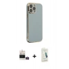 MARSİLYAN™- iPhone 14 Pro Max Kılıf Yankı Serisi - Şeffaf Pasifik Cam Ekran Koruyucu + Bilvis Titan Kamera Lens - GD