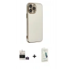 MARSİLYAN™- iPhone 14 Pro Max Kılıf Yankı Serisi - Şeffaf Pasifik Cam Ekran Koruyucu + Bilvis Titan Kamera Lens - GD