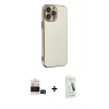 MARSİLYAN™- iPhone 14 Pro Max Kılıf Yankı Serisi - Şeffaf Pasifik Cam Ekran Koruyucu + Bilvis Titan Kamera Lens - SH