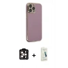 MARSİLYAN™- iPhone 14 Pro Max Kılıf Yankı Serisi - Şeffaf Pasifik Cam Ekran Koruyucu + PVD Metal Kamera Lens - TU