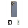 MARSİLYAN™- iPhone 14 Pro Max Kılıf Yankı Serisi - Şeffaf Pasifik Cam Ekran Koruyucu + PVD Metal Kamera Lens - TU